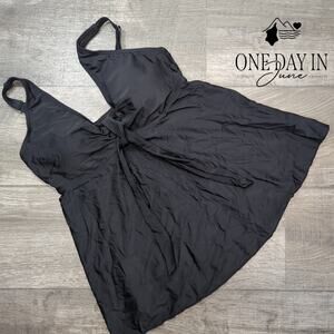 Yonique Tie Front Tankini Top Size M